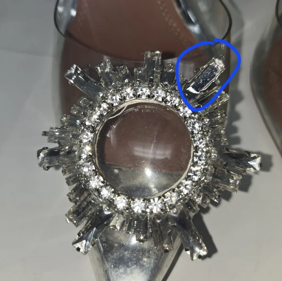 Amina Muaddi PVC Transparent Begum Glass Slingback Heels - Picture 8 of 10